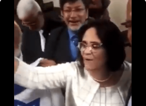 Ministra Damares dá pulos e grita: 'Menino veste azul e menina veste rosa', veja vídeo